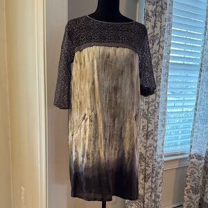 Mint Velvet Silk Dress Gwen Blocked In Neutrals NWT NEW Size 12 UK 8 US